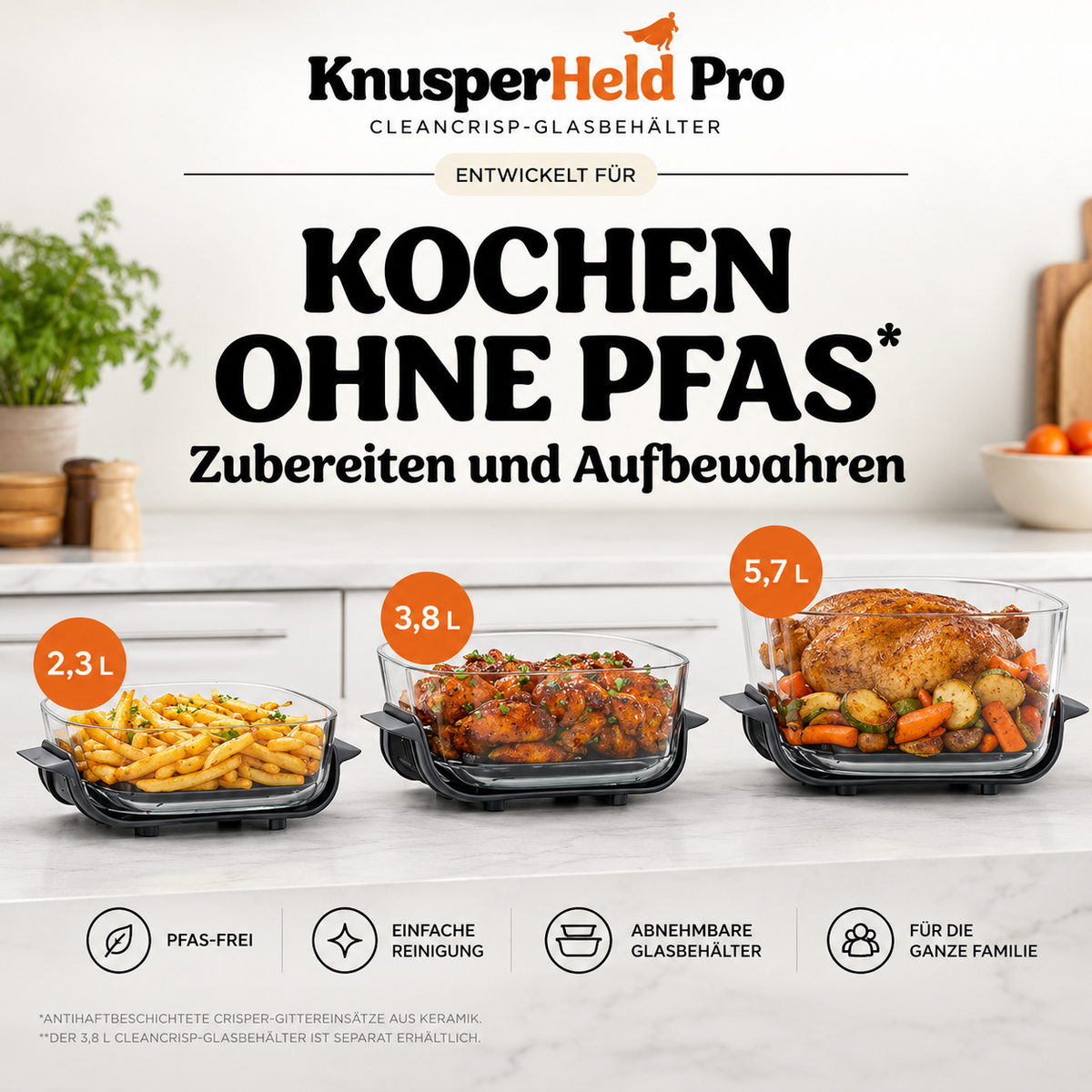 KnusperHeld PRO | 7-in-1 Glas-Air-Fryer