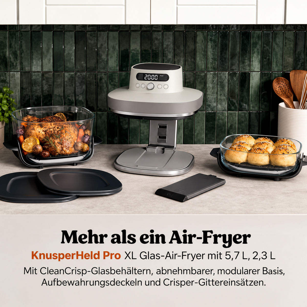 KnusperHeld PRO | 7-in-1 Glas-Air-Fryer